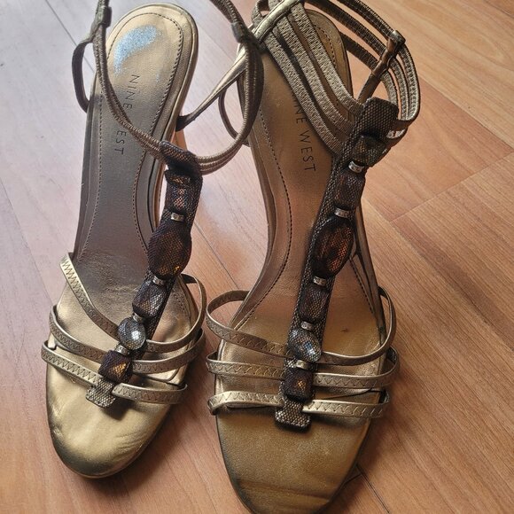 Nine west bronze heels - Picture 1 of 2